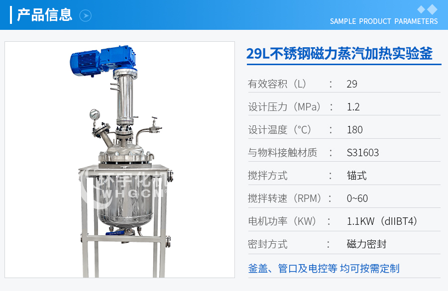 29L磁力不銹鋼反應(yīng)釜